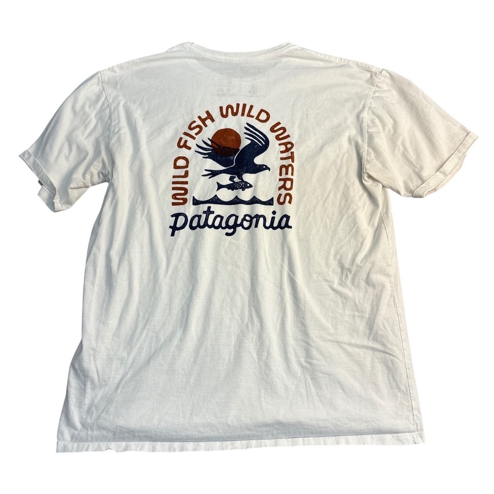 Patagonia Mens Wild Fish Wild Waters Organic Cotton T-Shirt White Medium 37449